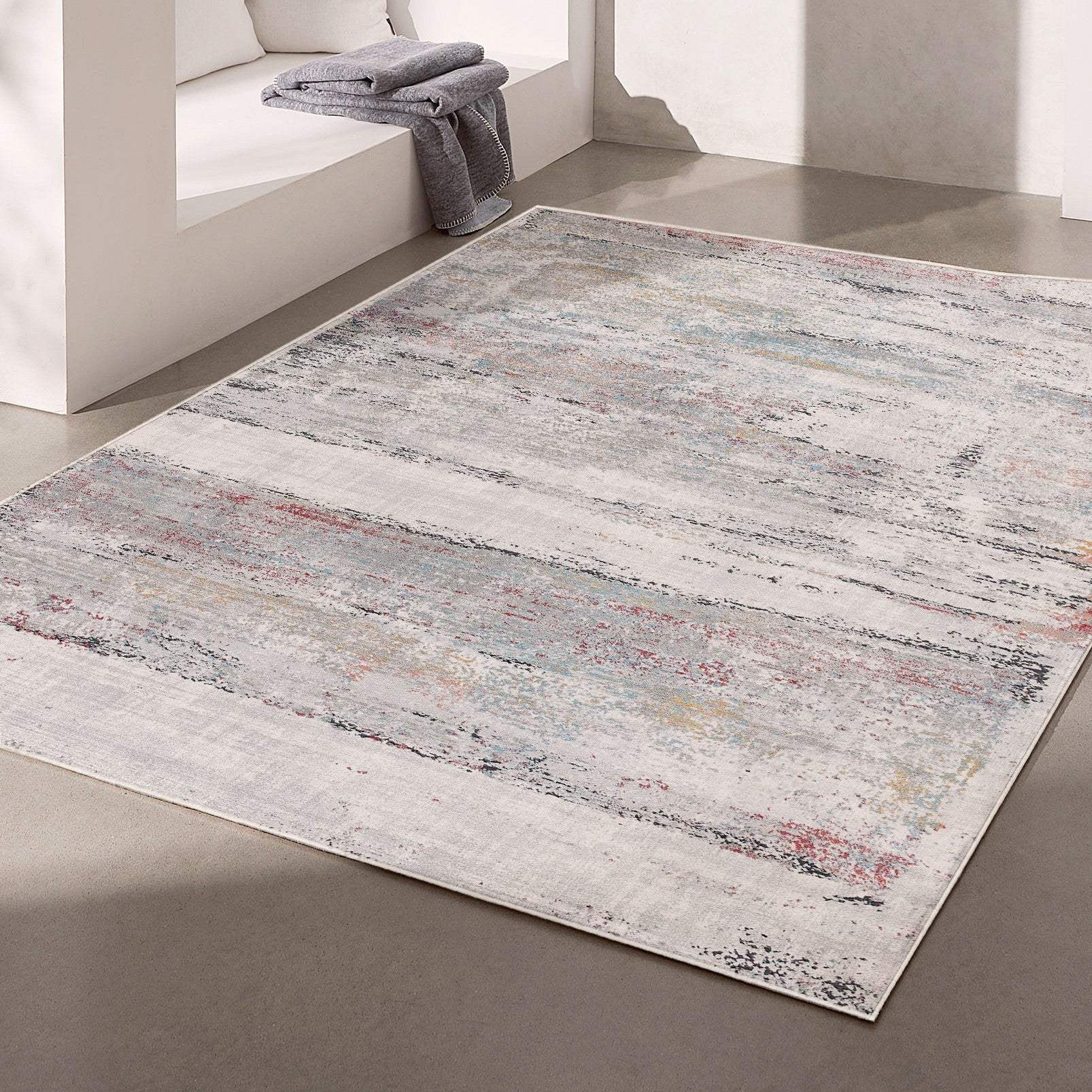 5' X 8' Gray Abstract Irregular Blocks Area Rug - Homeroots - Flyclothing LLC
