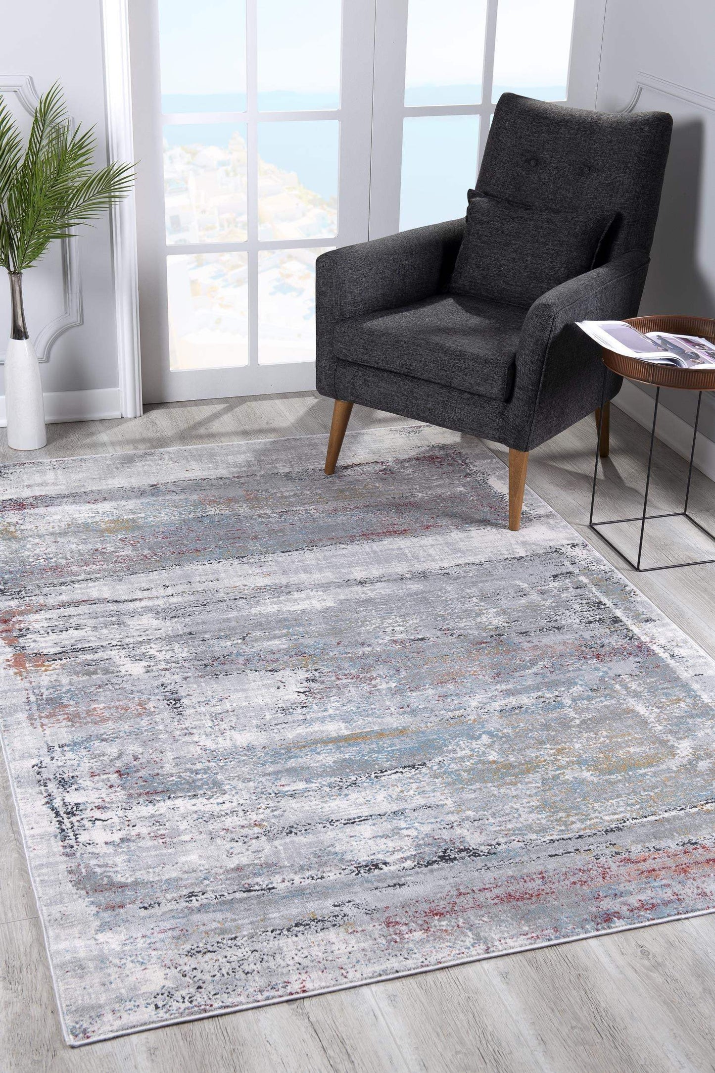 5' X 8' Gray Abstract Irregular Blocks Area Rug - Homeroots - Flyclothing LLC