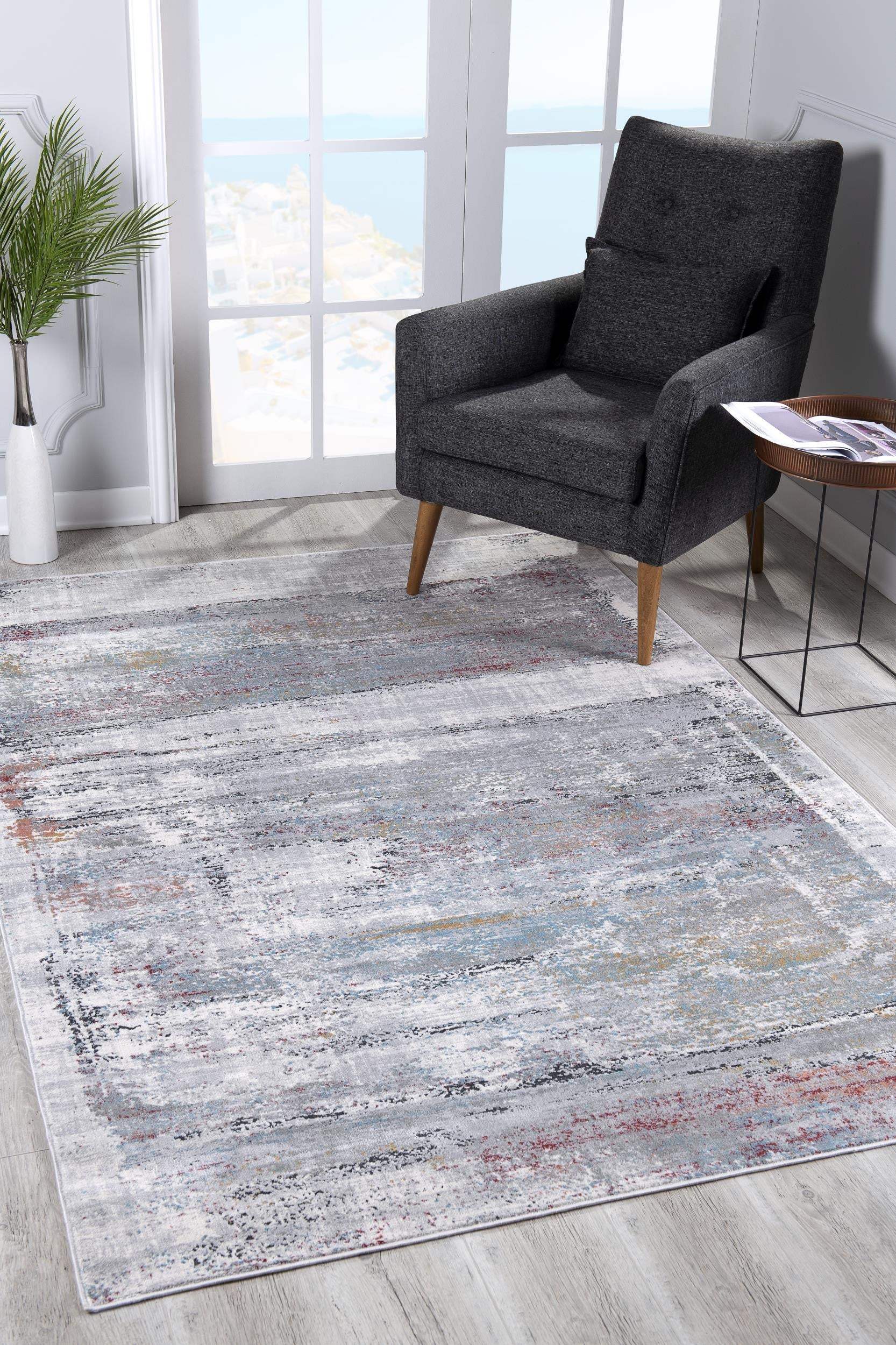 5' X 8' Gray Abstract Irregular Blocks Area Rug - Homeroots - Flyclothing LLC