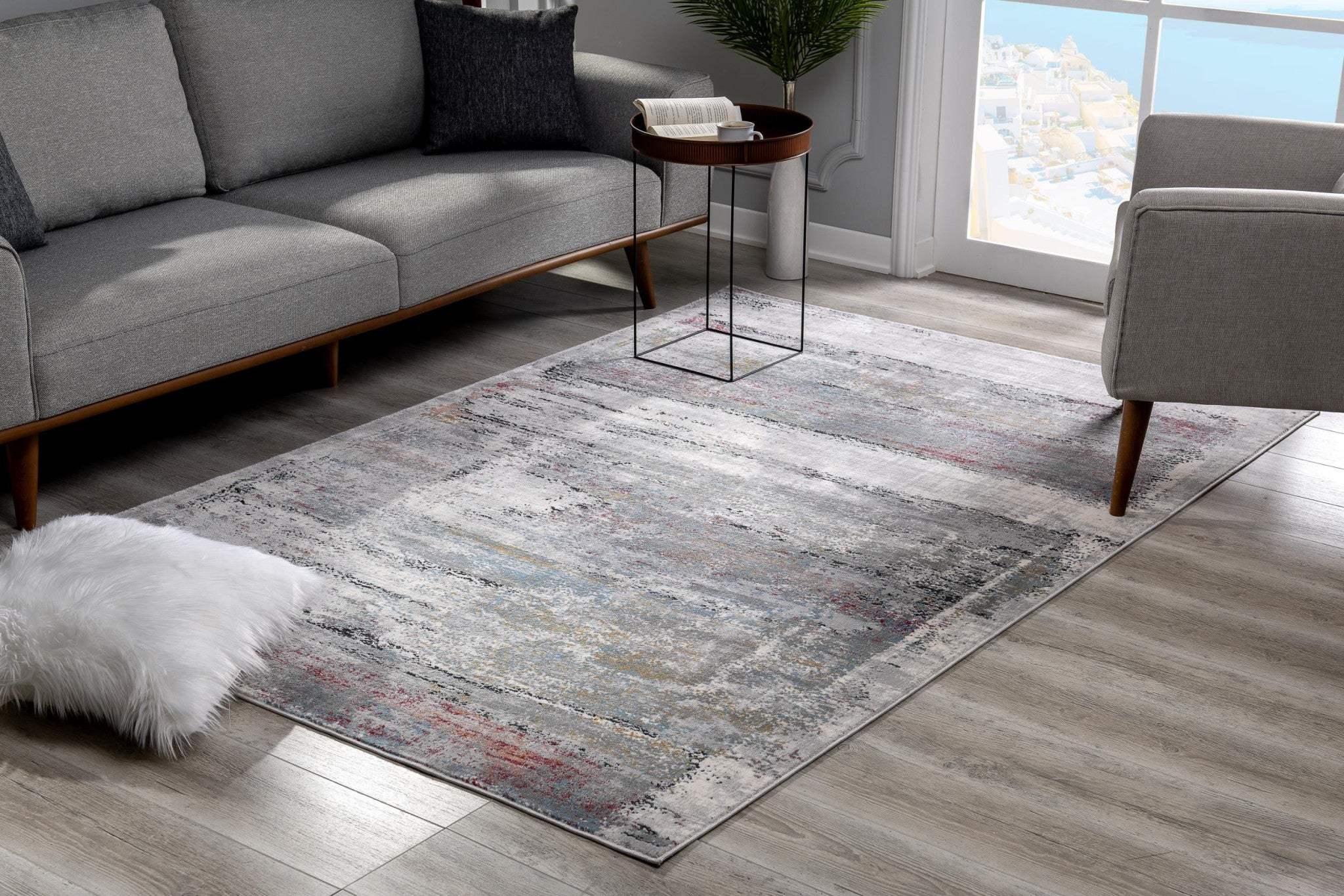 5' X 8' Gray Abstract Irregular Blocks Area Rug - Homeroots - Flyclothing LLC
