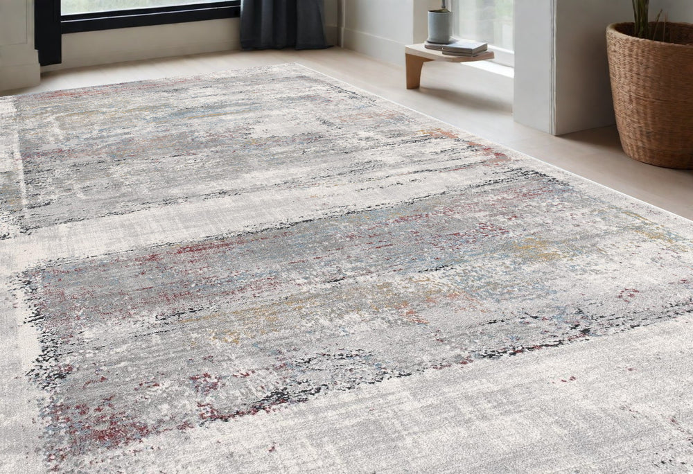 5' X 8' Gray Abstract Irregular Blocks Area Rug
