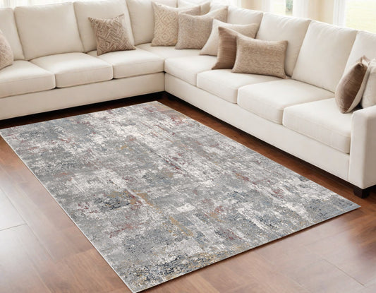 5' X 8' Gray And Ivory Abstract Area Rug