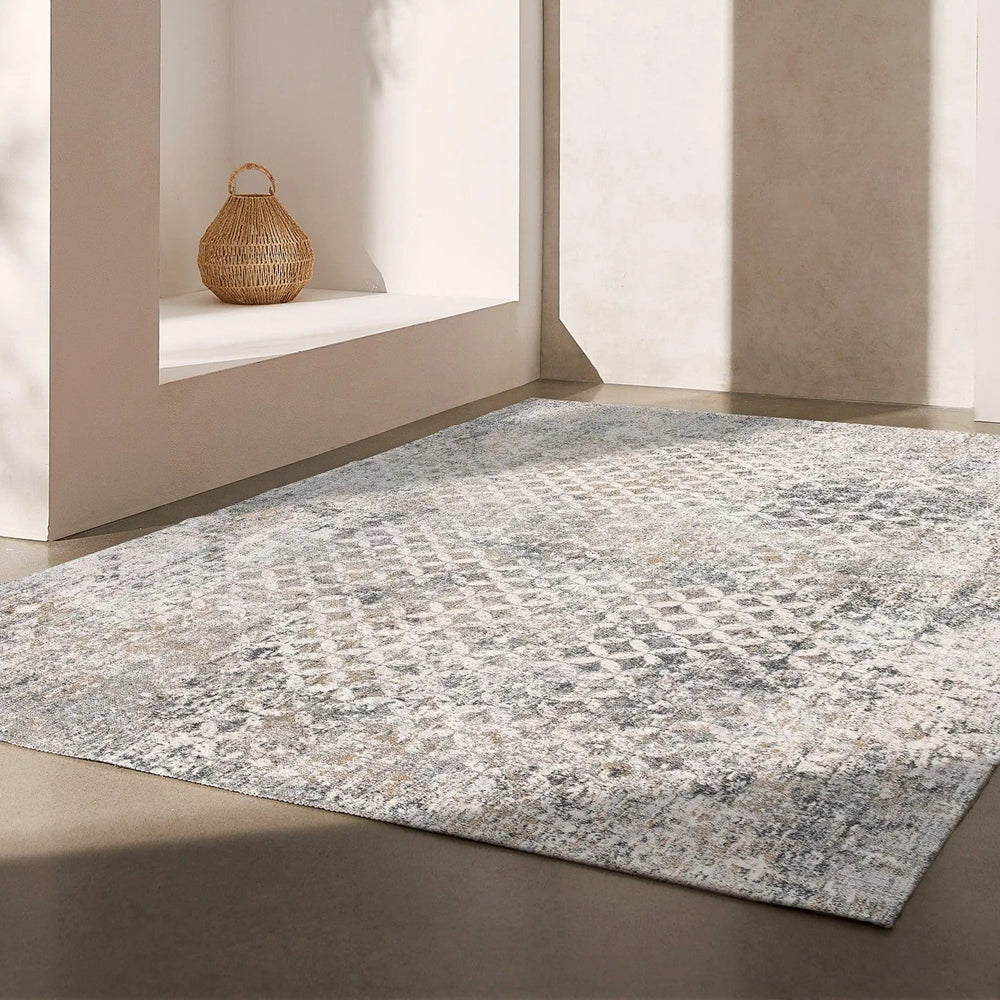 4' X 6' Gray And Ivory Distressed Area Rug - Homeroots