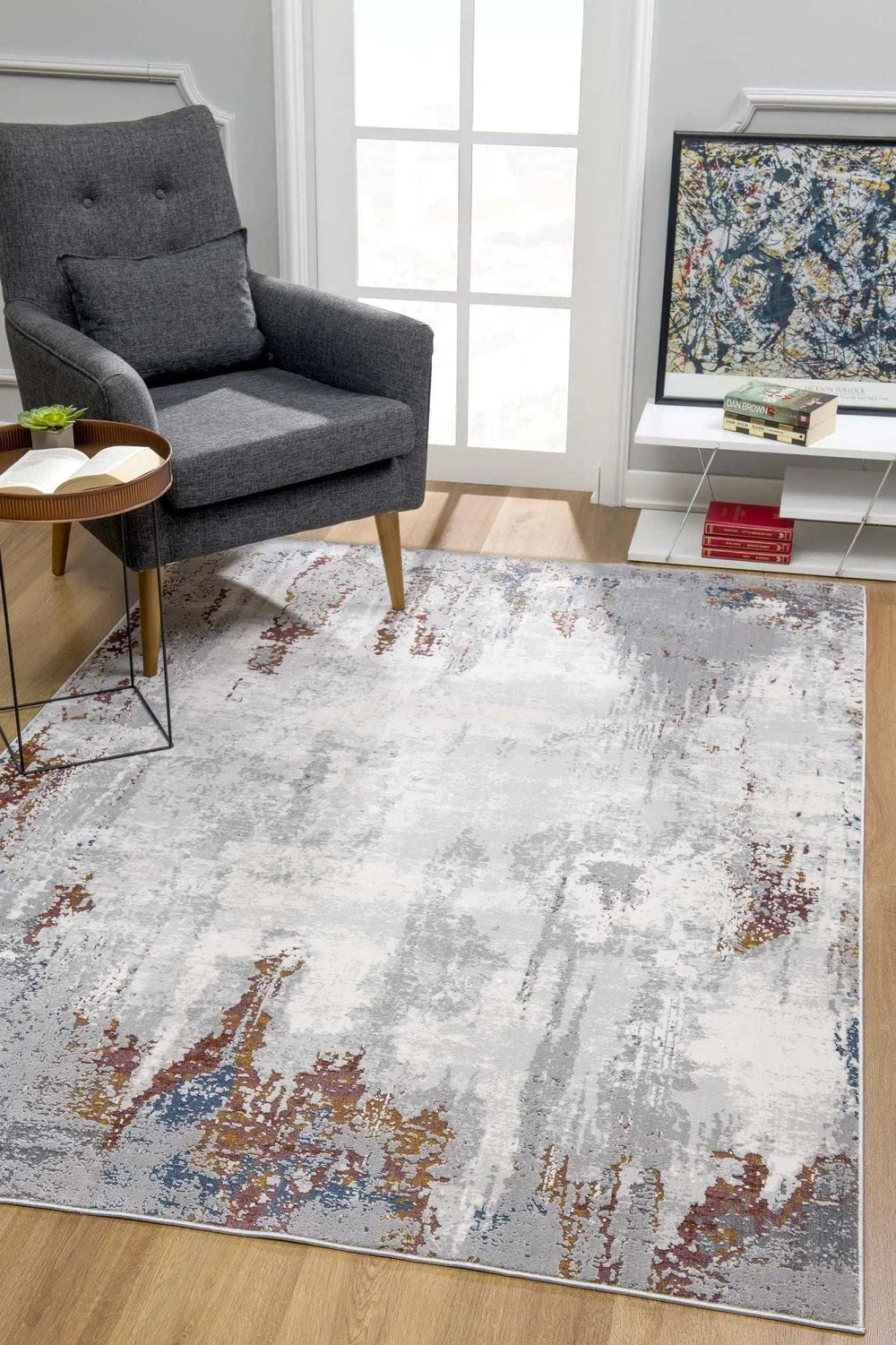 4' X 6' Gray And Ivory Modern Abstract Area Rug - Homeroots - Flyclothing LLC