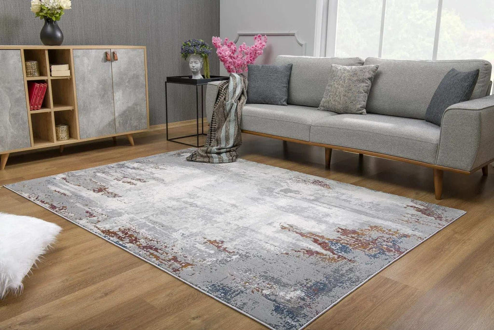 4' X 6' Gray And Ivory Modern Abstract Area Rug - Homeroots - Flyclothing LLC