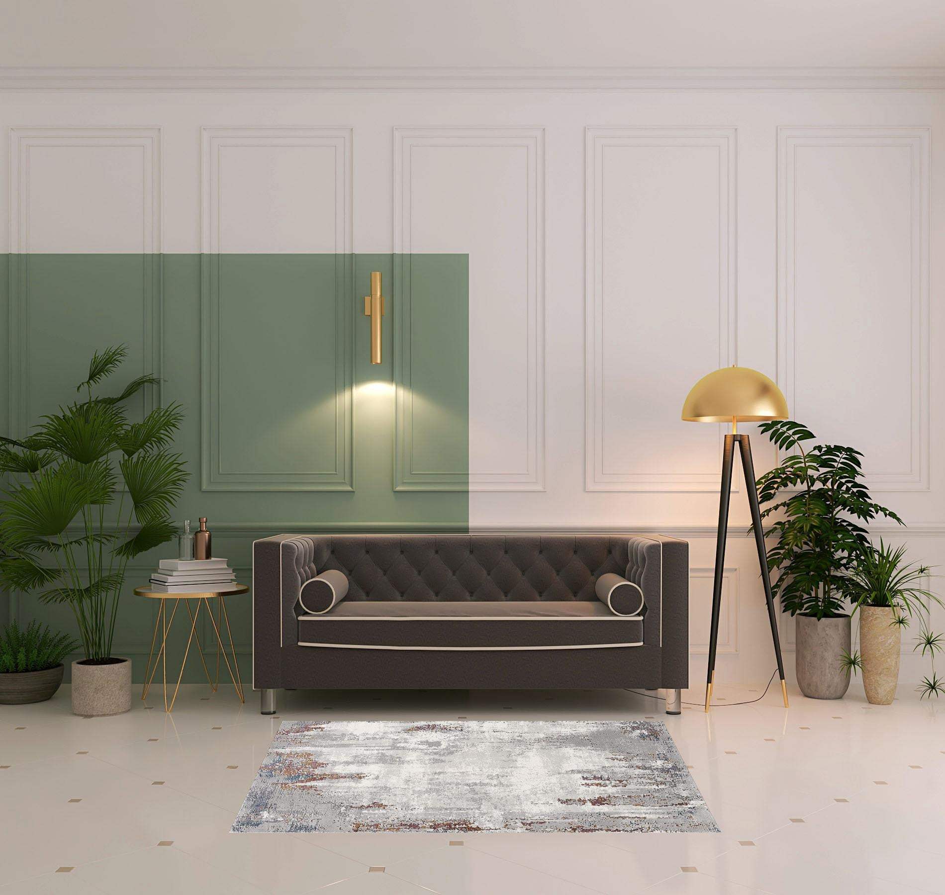 4' X 6' Gray And Ivory Modern Abstract Area Rug - Homeroots - Flyclothing LLC