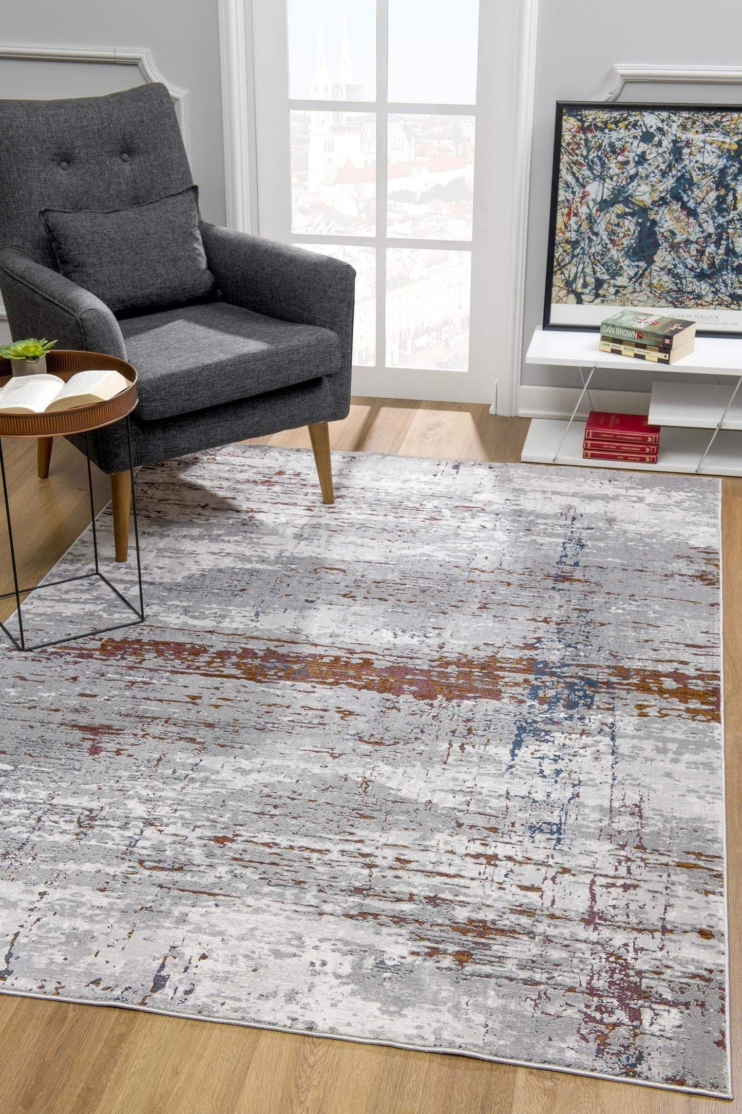 5' X 8' Gray And Brown Abstract Scraped Area Rug - Homeroots - Flyclothing LLC