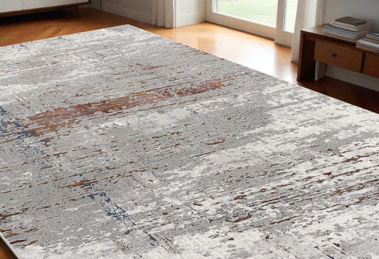 5' X 8' Gray And Brown Abstract Scraped Area Rug - Homeroots - Flyclothing LLC