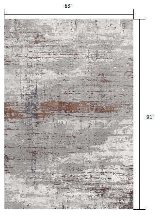 5' X 8' Gray And Brown Abstract Scraped Area Rug - Homeroots - Flyclothing LLC