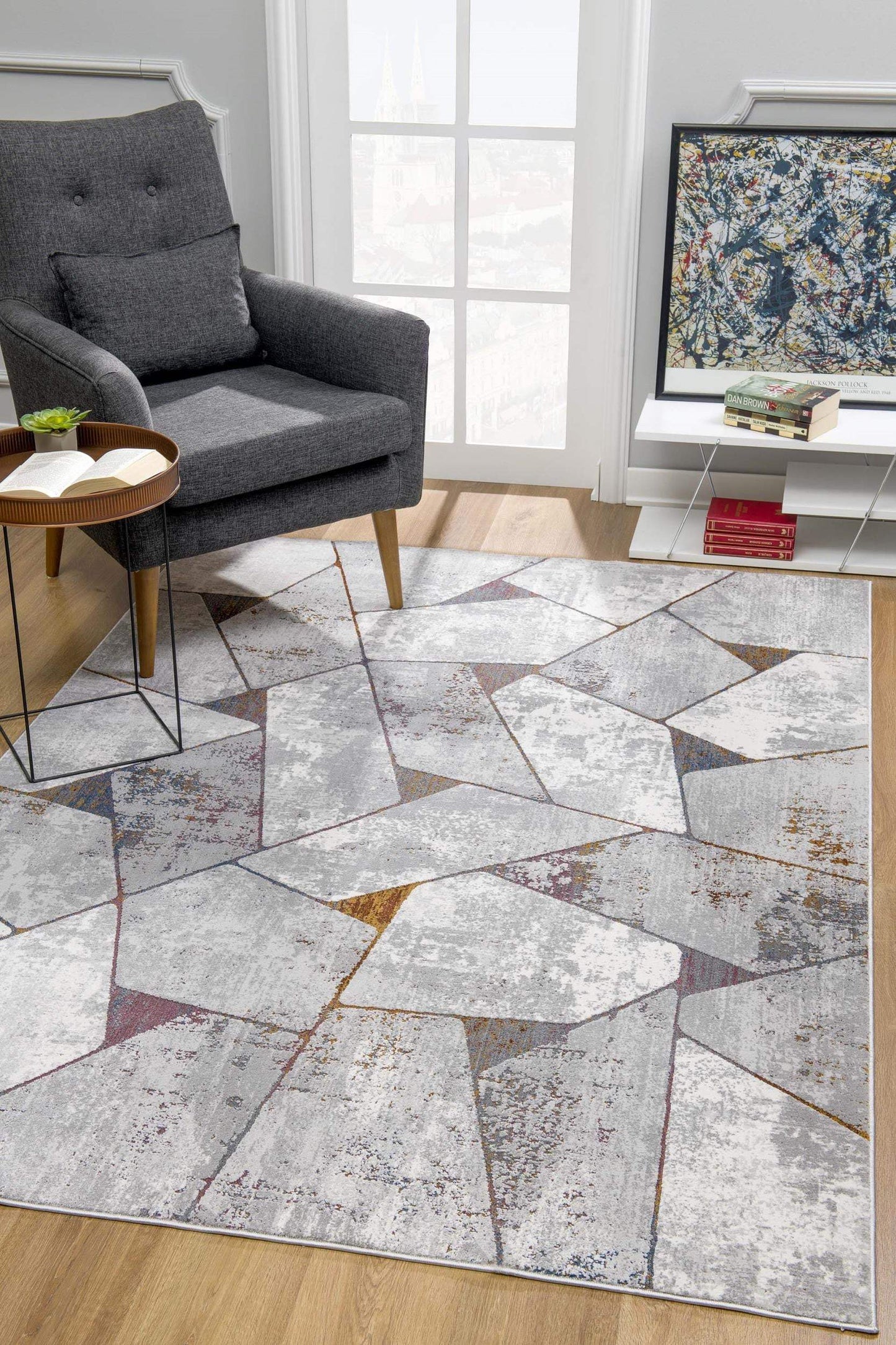 7' X 10' Grey Geometric Area Rug - Homeroots - Flyclothing LLC