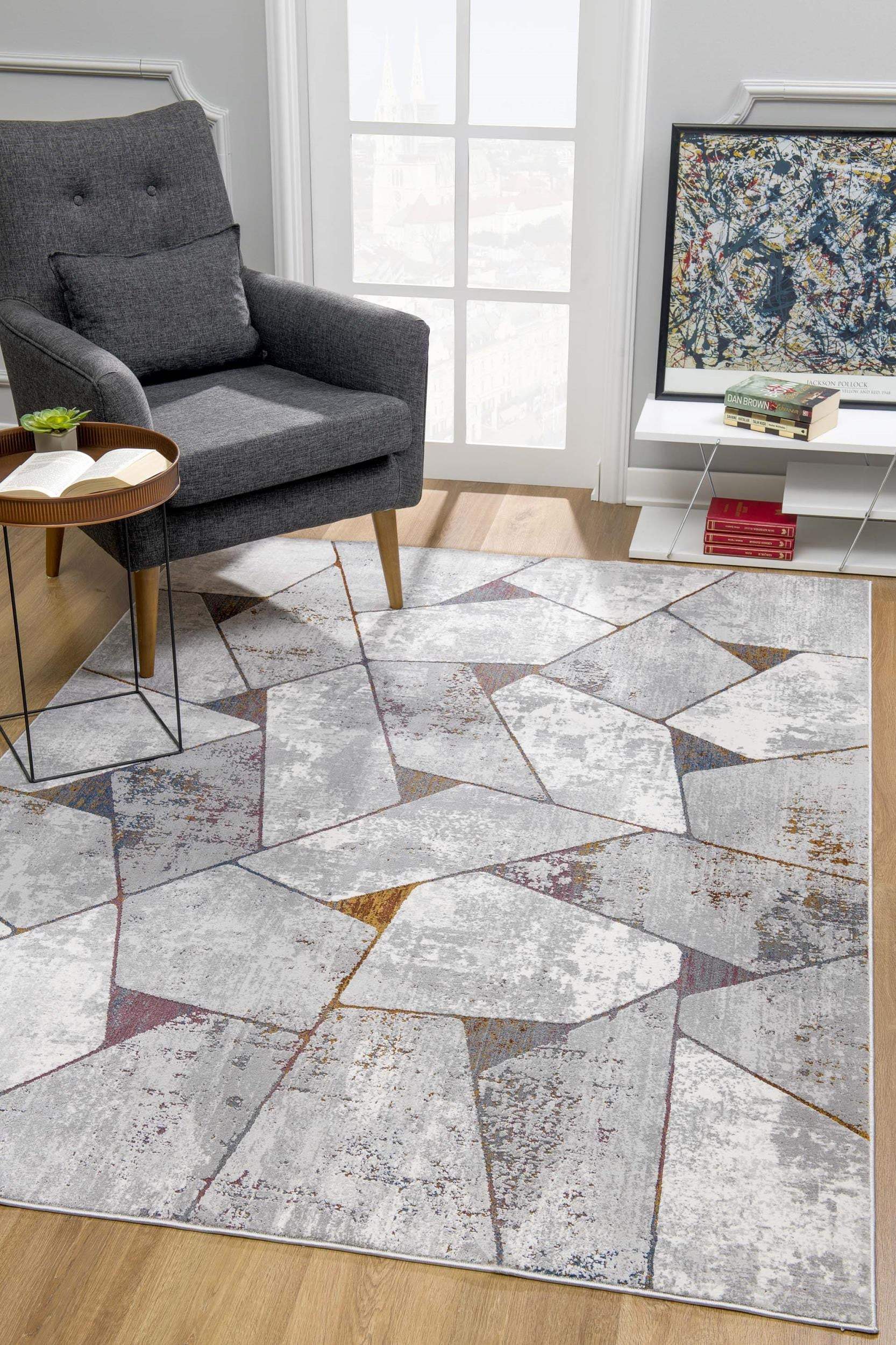7' X 10' Grey Geometric Area Rug - Homeroots - Flyclothing LLC