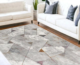 8' X 11' Grey Geometric Area Rug - Homeroots