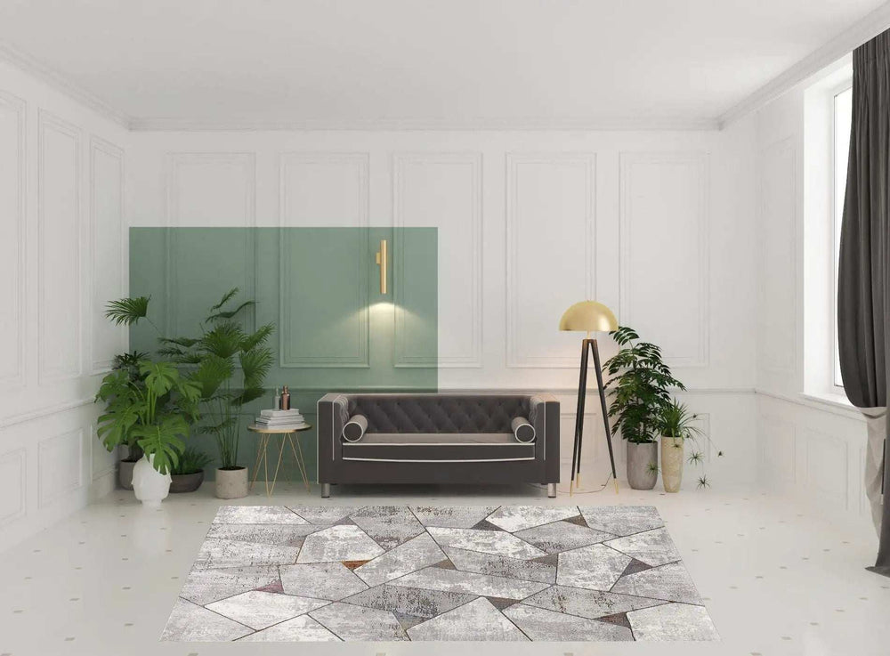 8' X 11' Grey Geometric Area Rug - Homeroots - Flyclothing LLC