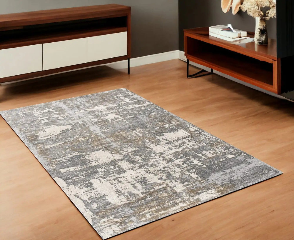 4' X 6' Beige And Gray Distressed Area Rug - Homeroots