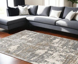 7' X 10' Beige And Gray Distressed Area Rug - Homeroots