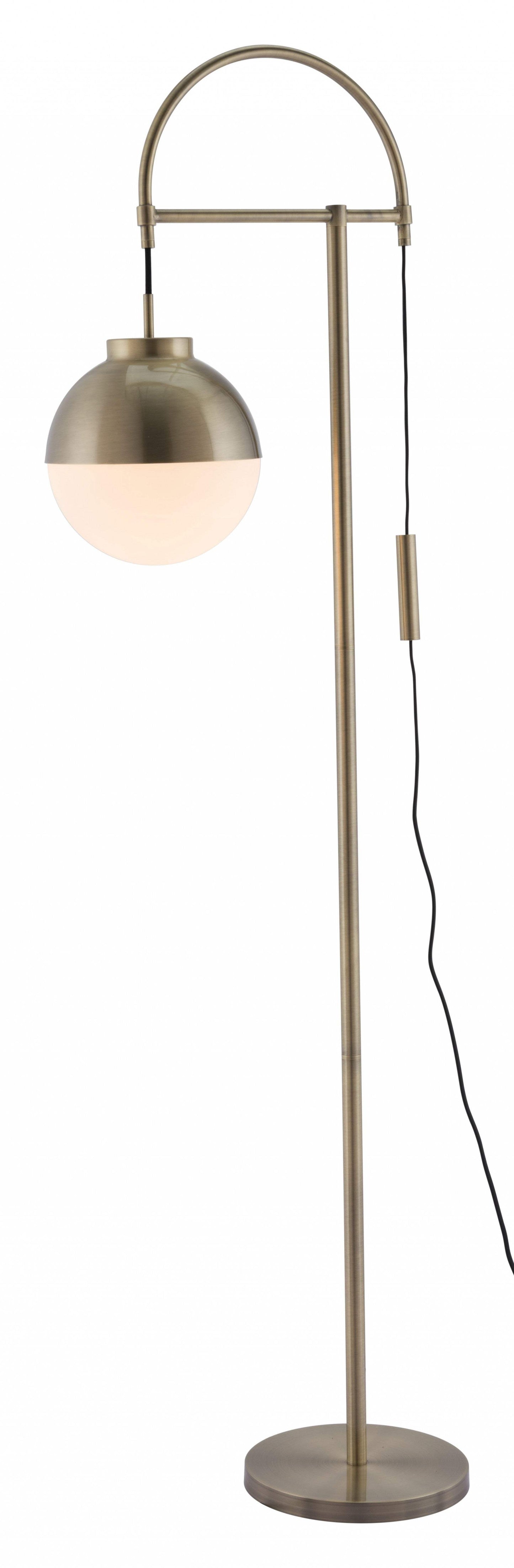 White and Brushed Bronze Crossed Floor Lamp - Homeroots - Flyclothing LLC