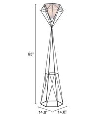 63" Black Geometric Floor Lamp With White Frosted Glass Hexagon Shade - Homeroots