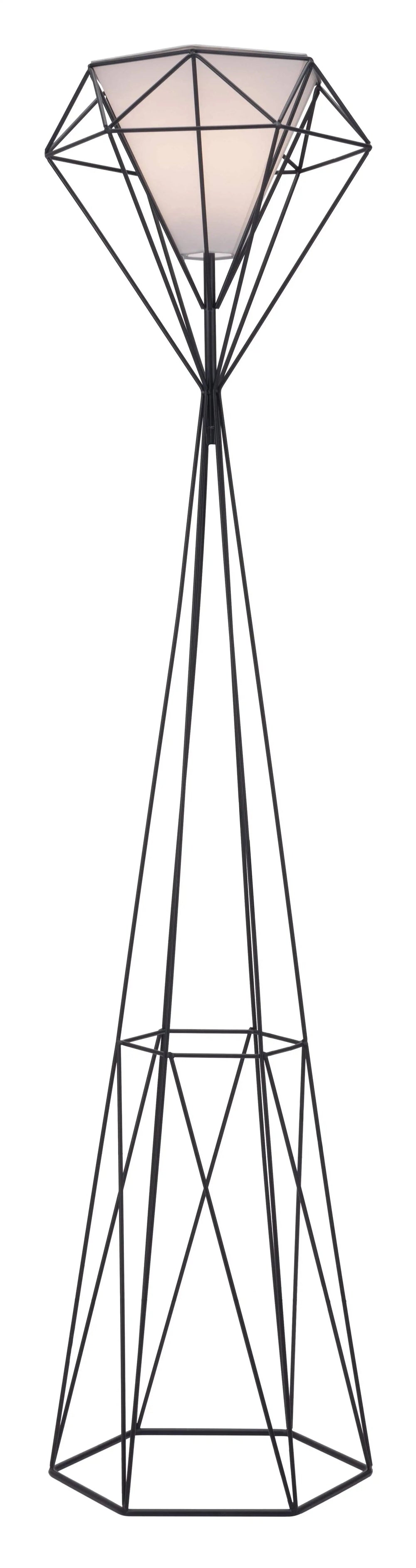 63" Black Geometric Floor Lamp With White Frosted Glass Hexagon Shade - Homeroots - Flyclothing LLC