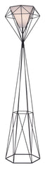 63" Black Geometric Floor Lamp With White Frosted Glass Hexagon Shade - Homeroots