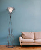 63" Black Geometric Floor Lamp With White Frosted Glass Hexagon Shade - Homeroots