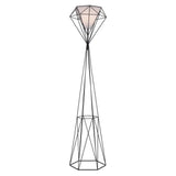 63" Black Geometric Floor Lamp With White Frosted Glass Hexagon Shade - Homeroots