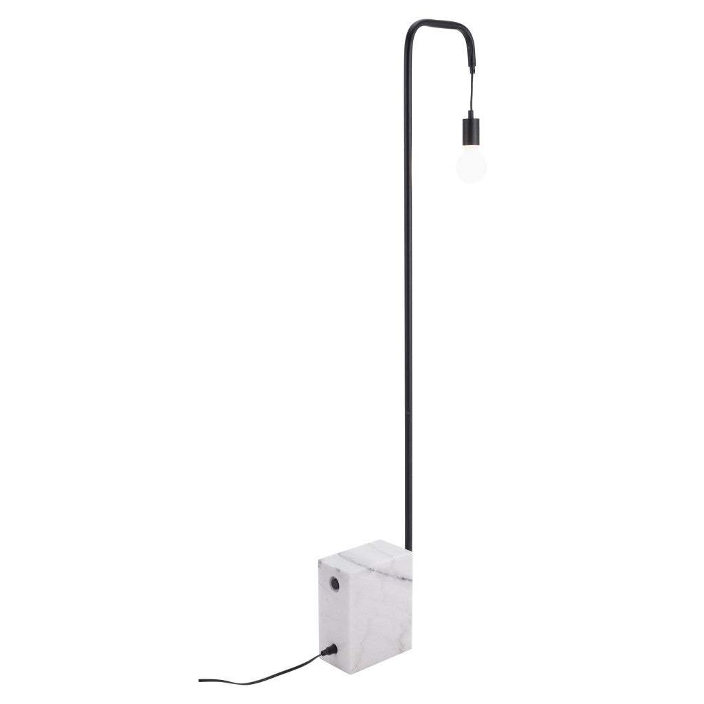 Black Industrial and White Marble Bulb Floor Lamp - Homeroots - Flyclothing LLC