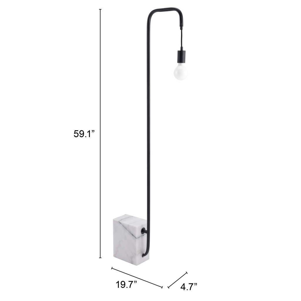 Black Industrial and White Marble Bulb Floor Lamp - Homeroots - Flyclothing LLC