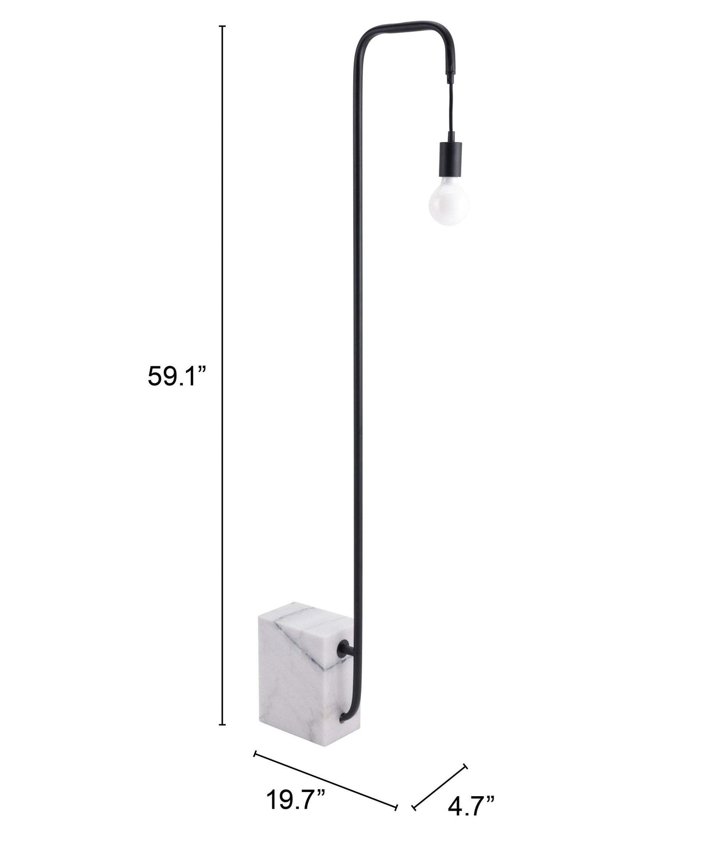 Black Industrial and White Marble Bulb Floor Lamp - Homeroots - Flyclothing LLC
