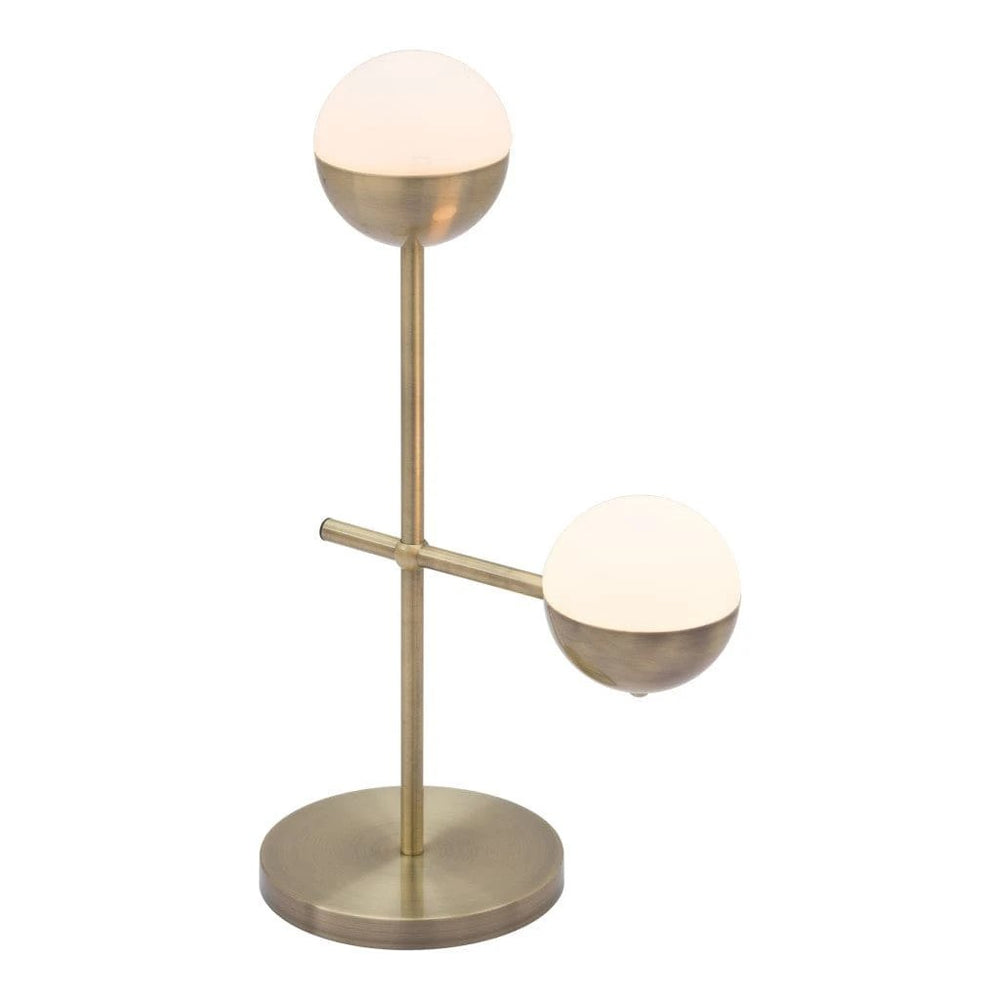 69" Brass Metal Bedside Table Lamp With Off White Globe Shade - Homeroots