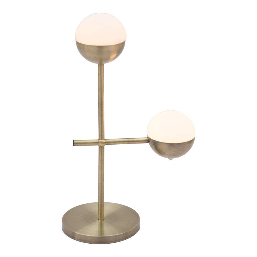 69" Brass Metal Bedside Table Lamp With Off White Globe Shade - Homeroots - Flyclothing LLC