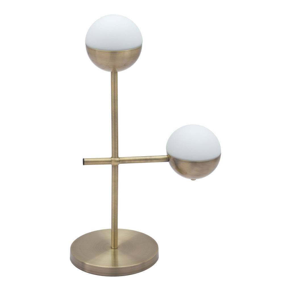 69" Brass Metal Bedside Table Lamp With Off White Globe Shade - Homeroots - Flyclothing LLC