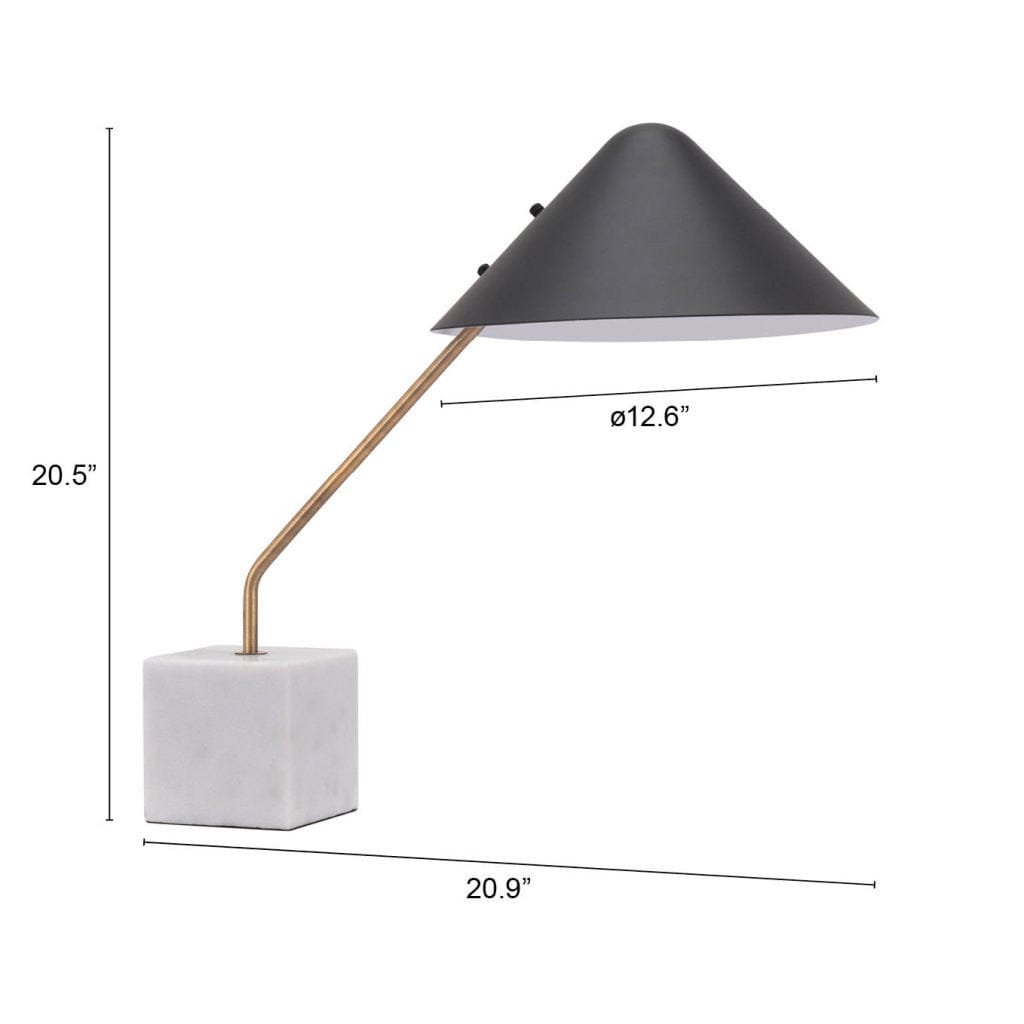 52" White Metal Bedside Table Lamp With Black Cone Shade - Homeroots