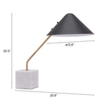 52" White Metal Bedside Table Lamp With Black Cone Shade - Homeroots - Flyclothing LLC