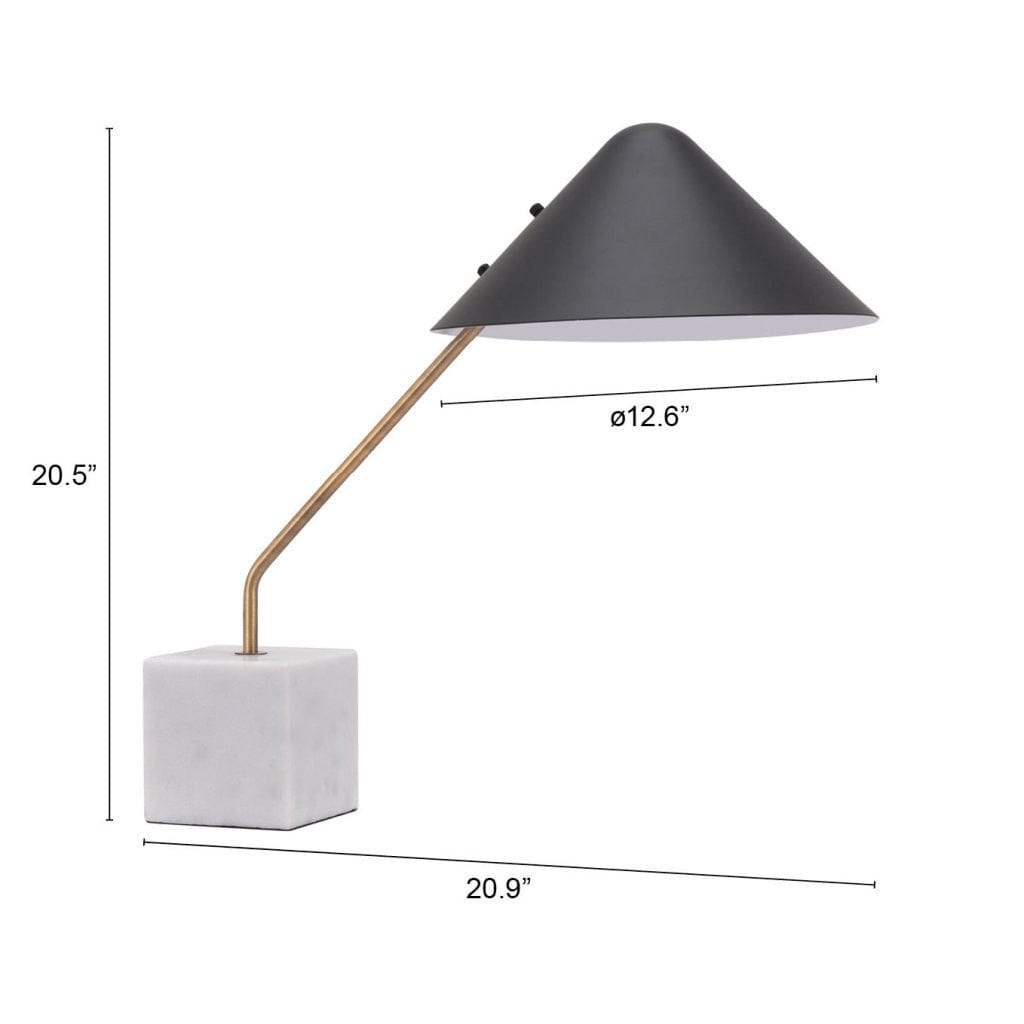 52" White Metal Bedside Table Lamp With Black Cone Shade - Homeroots - Flyclothing LLC