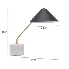 52" White Metal Bedside Table Lamp With Black Cone Shade - Homeroots