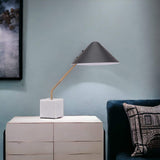 52" White Metal Bedside Table Lamp With Black Cone Shade - Homeroots - Flyclothing LLC