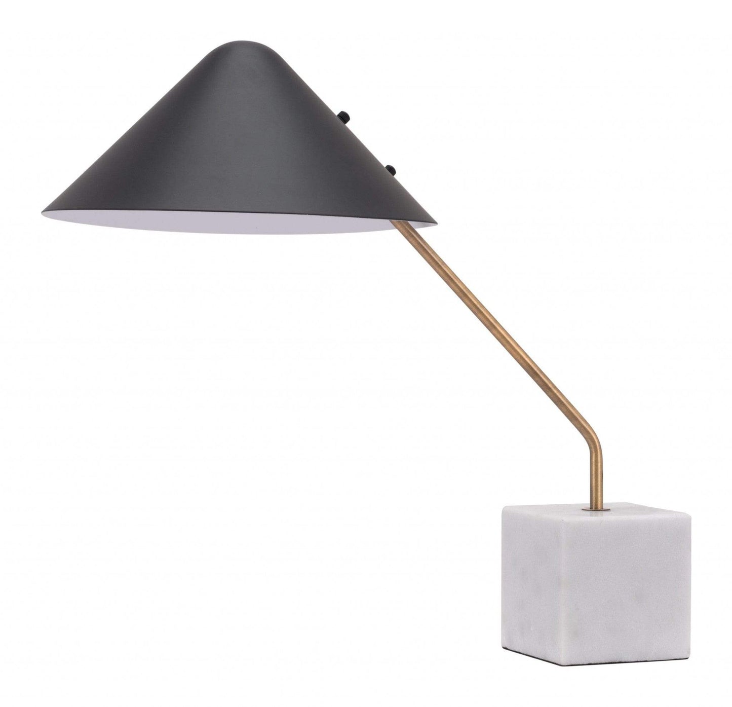 52" White Metal Bedside Table Lamp With Black Cone Shade - Homeroots - Flyclothing LLC
