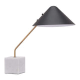 52" White Metal Bedside Table Lamp With Black Cone Shade - Homeroots - Flyclothing LLC