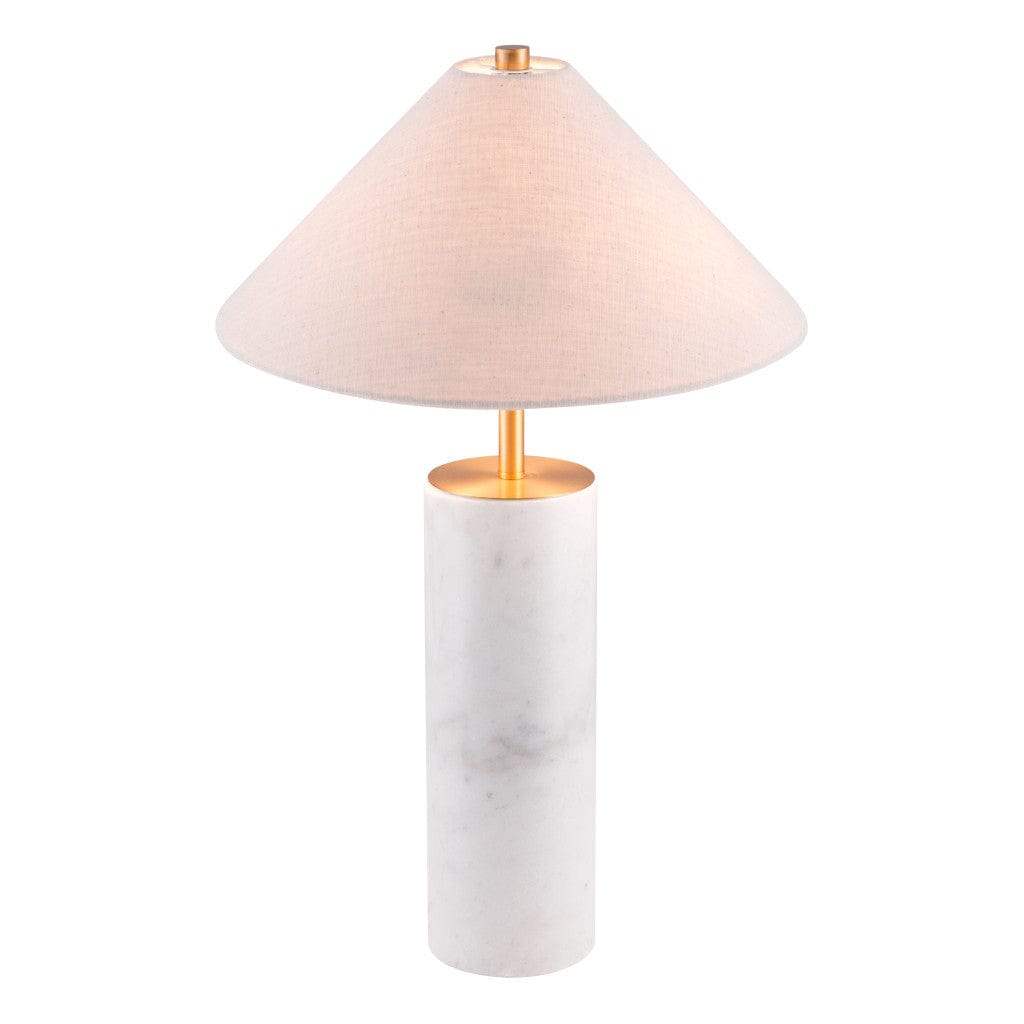 55" White Metal Bedside Table Lamp With Beige Empire Shade - Homeroots - Flyclothing LLC