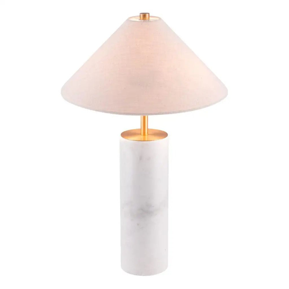 55" White Metal Bedside Table Lamp With Beige Empire Shade - Homeroots