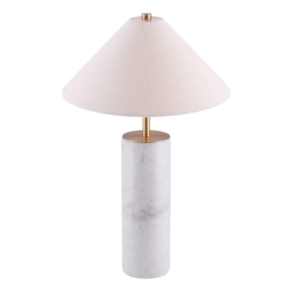 55" White Metal Bedside Table Lamp With Beige Empire Shade - Homeroots - Flyclothing LLC
