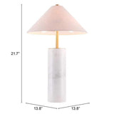 55" White Metal Bedside Table Lamp With Beige Empire Shade - Homeroots - Flyclothing LLC