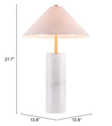 55" White Metal Bedside Table Lamp With Beige Empire Shade - Homeroots - Flyclothing LLC