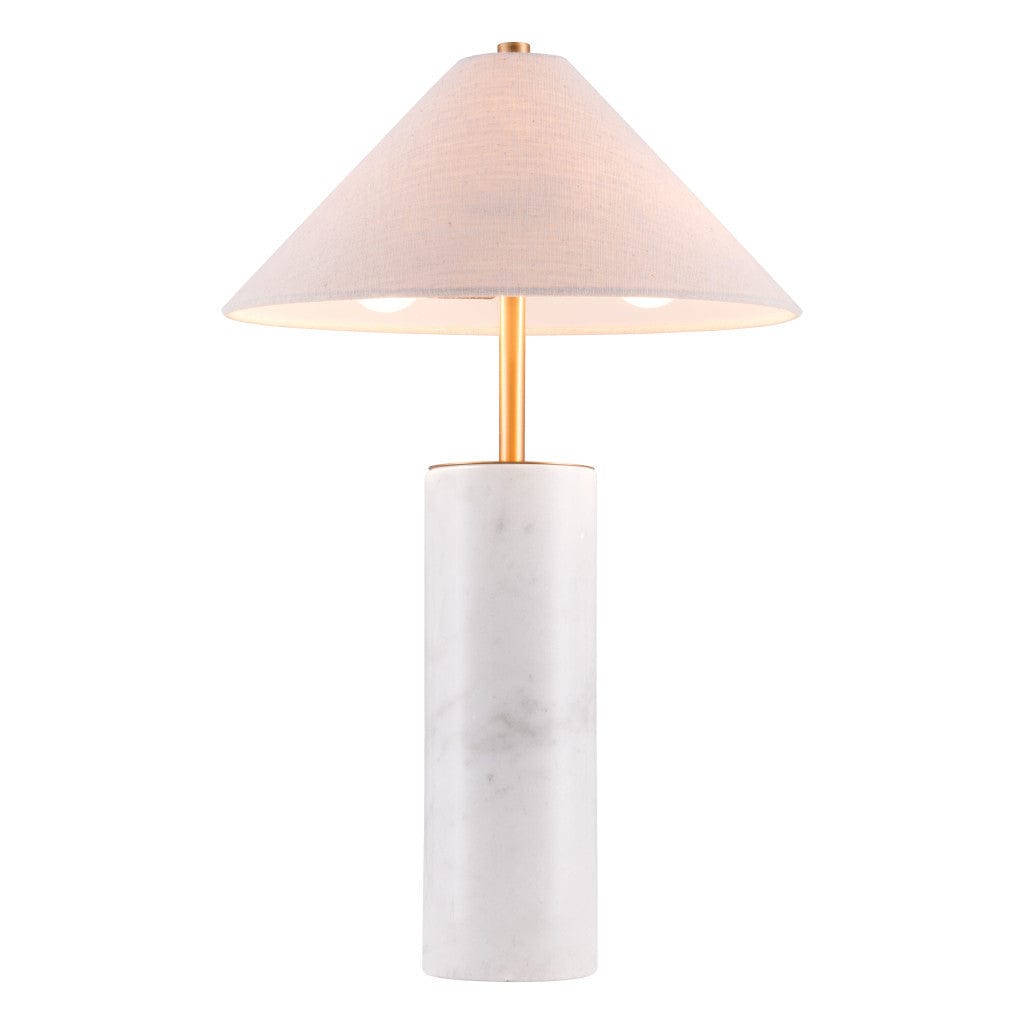 55" White Metal Bedside Table Lamp With Beige Empire Shade - Homeroots