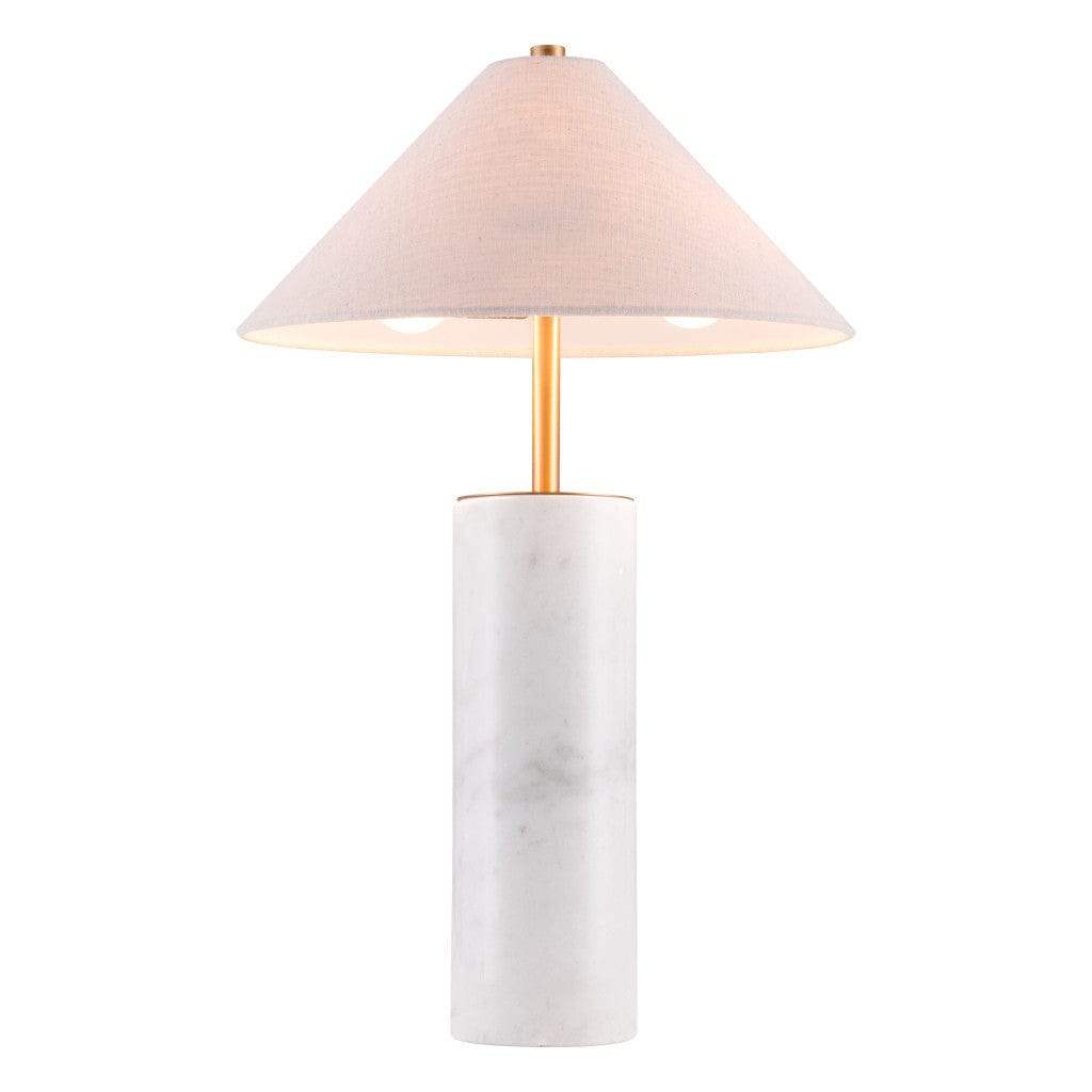 55" White Metal Bedside Table Lamp With Beige Empire Shade - Homeroots - Flyclothing LLC