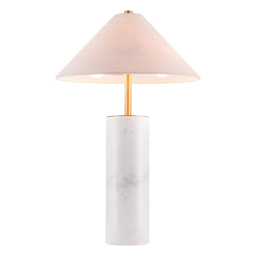 55" White Metal Bedside Table Lamp With Beige Empire Shade - Homeroots