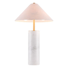55" White Metal Bedside Table Lamp With Beige Empire Shade - Homeroots