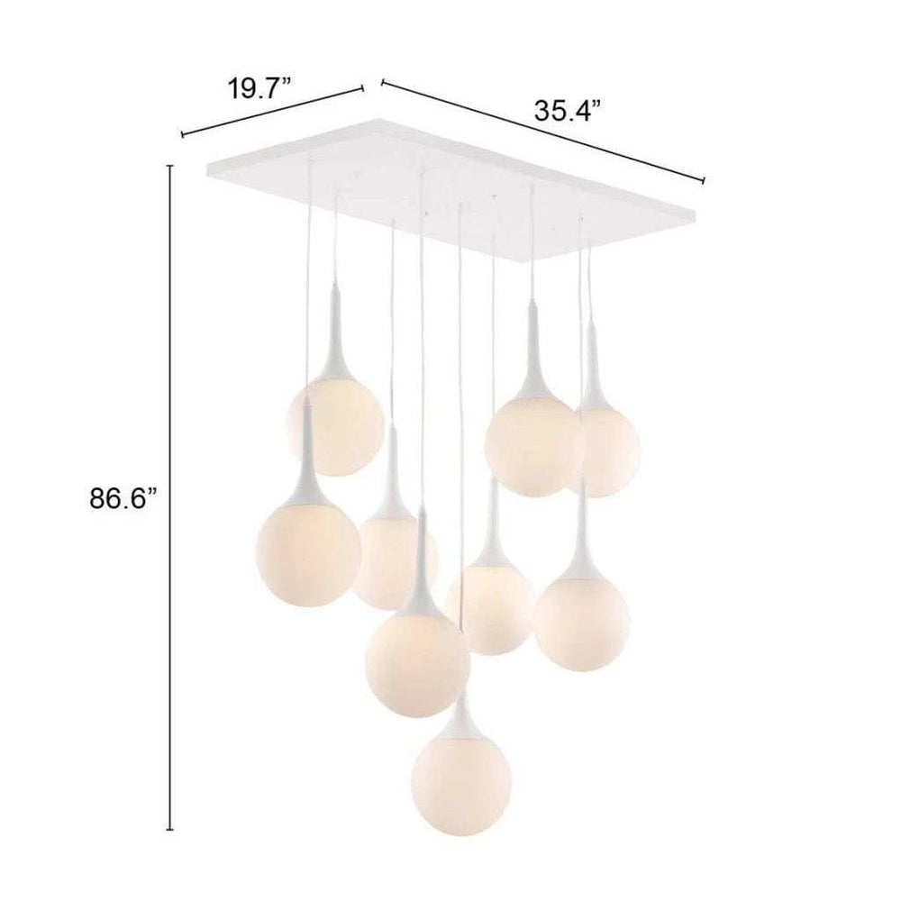 White Shaded Nine Light Metal Dimmable Ceiling Light - Homeroots - Flyclothing LLC