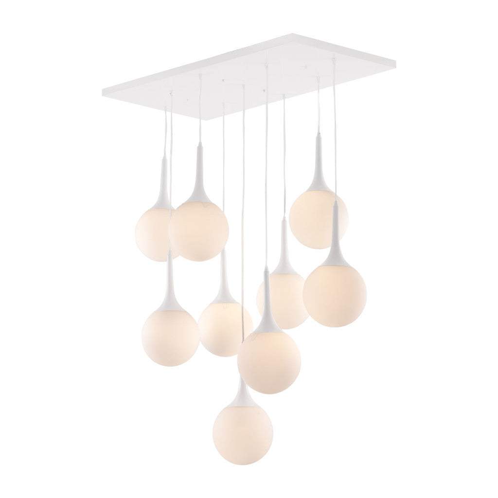 White Shaded Nine Light Metal Dimmable Ceiling Light - Homeroots - Flyclothing LLC