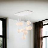 White Shaded Nine Light Metal Dimmable Ceiling Light - Homeroots